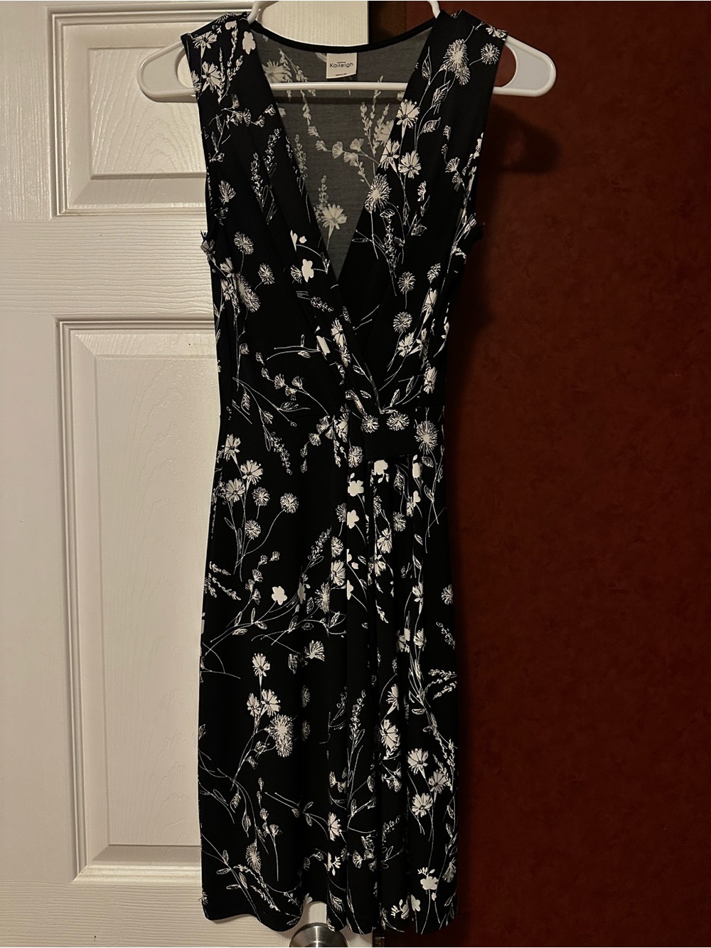 Apt. 9 Black Midi Dress with White Floral Print